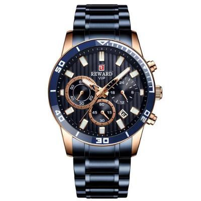 Relógio De Quartzo Casual Masculino Pulseira De Aço Inoxidável À Prova Da Água Azul