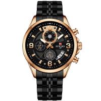 Relógio Masculino Esportivo De Quartzo De Aço Inoxidável À Prova Da Água Preto - 1