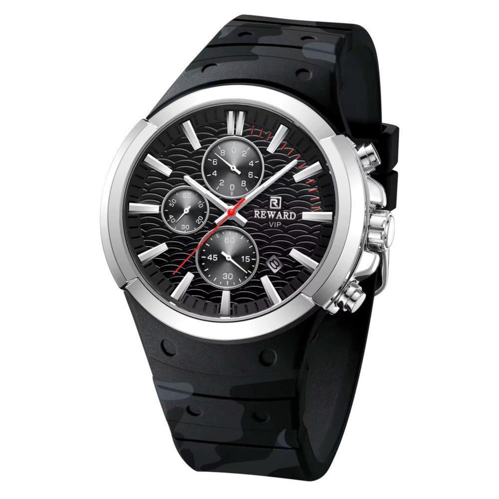 Relógio De Pulso Masculino Quartzo À Prova Da Água Design Simples 3atm Preto Prata - 1