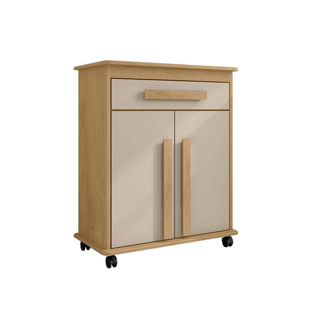 Armário Balcão Multiuso 2 Portas 1 Gaveta Com Rodízios Chile Cinamomo/off-white - 2