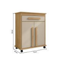 Armário Balcão Multiuso 2 Portas 1 Gaveta Com Rodízios Chile Cinamomo/off-white - 4