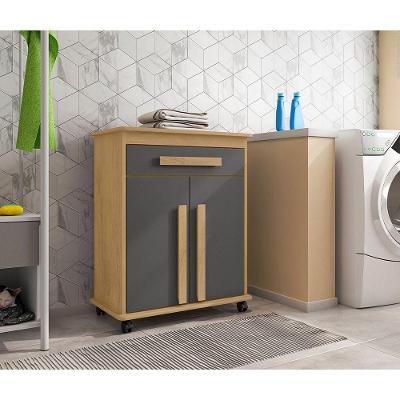 Armário Balcão Multiuso 2 Portas 1 Gaveta Com Rodízios Chile Cinamomo/grafite