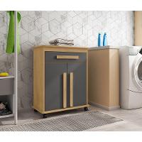 Armário Balcão Multiuso 2 Portas 1 Gaveta Com Rodízios Chile Cinamomo/grafite - 1