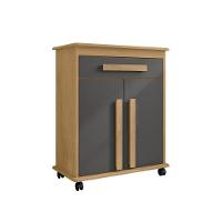 Armário Balcão Multiuso 2 Portas 1 Gaveta Com Rodízios Chile Cinamomo/grafite - 2