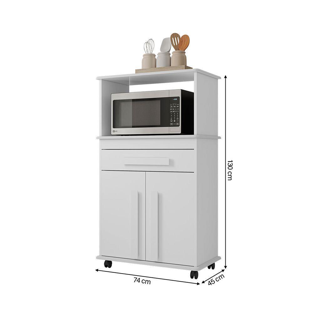 Balcão Armário Multiuso Toronto 2 Portas 1 Gaveta Branco - 4