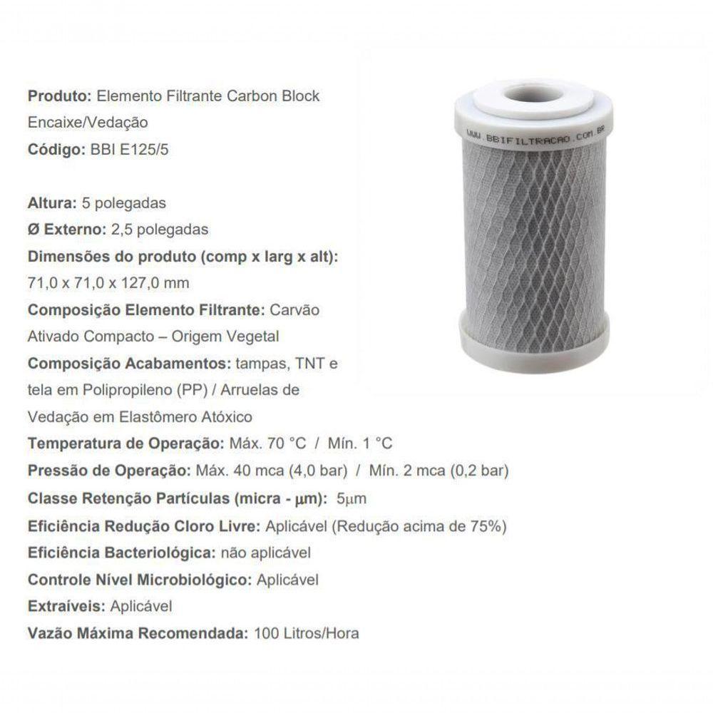 Kit 2 Refil Filtro 5'' De Carbon Block Ativado Remove Cloro - 3
