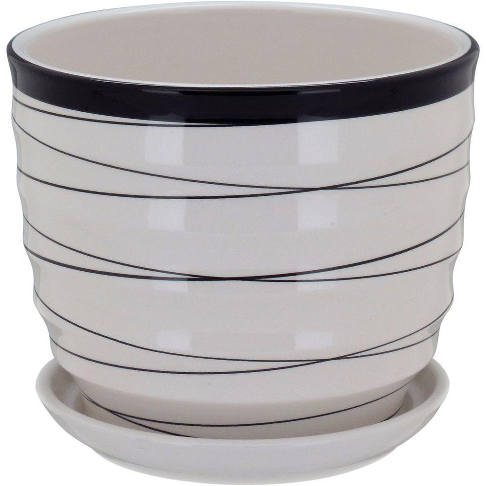 Jg 3pç Cachepô Cerâmica Xcm Branco - 4