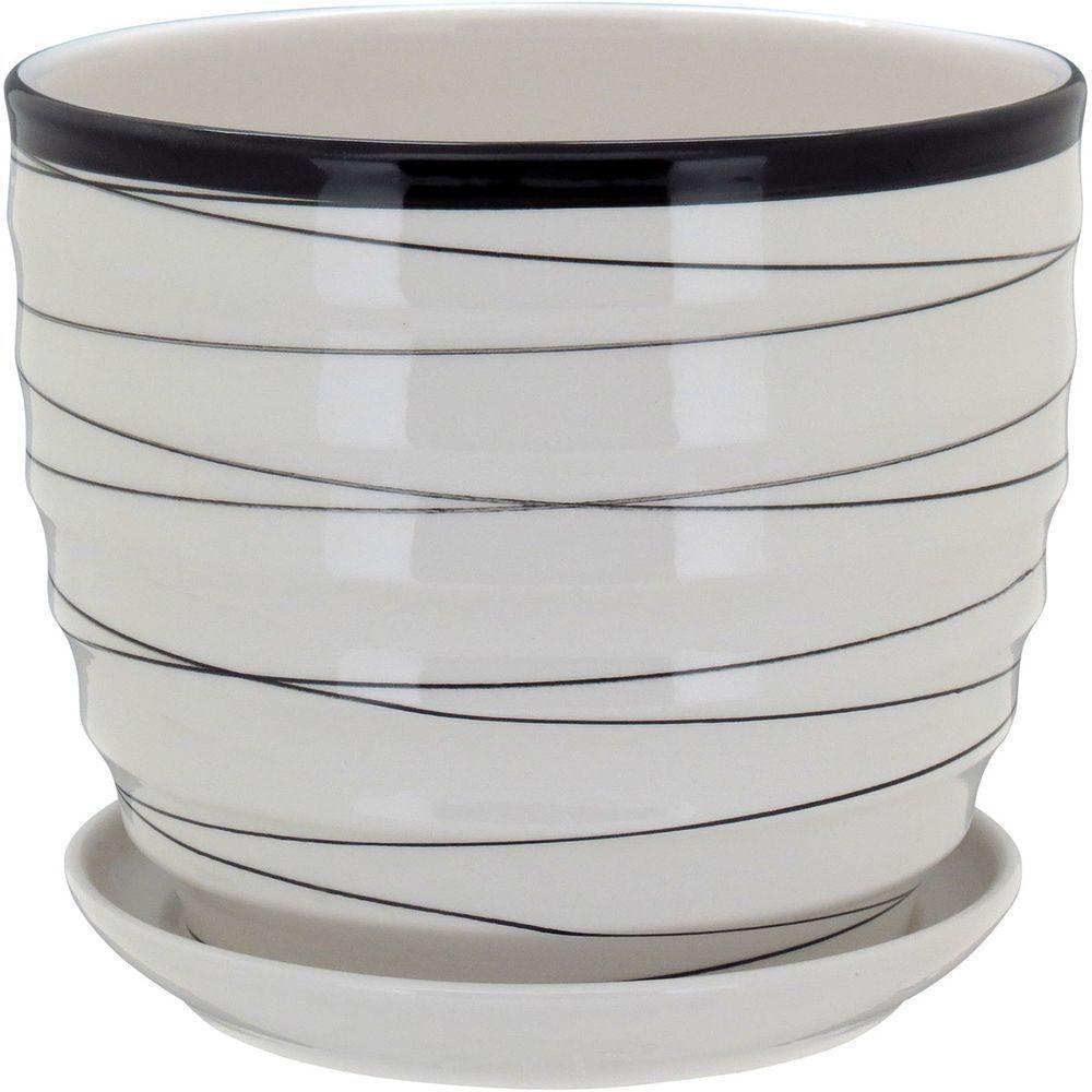 Jg 3pç Cachepô Cerâmica Xcm Branco - 6