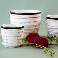 Jg 3pç Cachepô Cerâmica Xcm Branco - 2