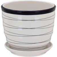 Jg 3pç Cachepô Cerâmica Xcm Branco - 5