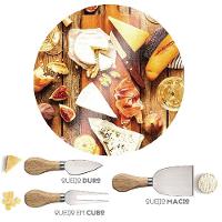 Jogo Para Queijo 4 Peças Tábua Vidro Euro Petisco Mesa Posta - 1