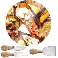 Jogo Para Queijo 4 Peças Tábua Vidro Euro Petisco Mesa Posta - 2