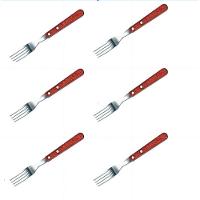 Kit 6 Garfo De Mesa Aço Inox Cabo De Madeira Wooden Fratelli - 1