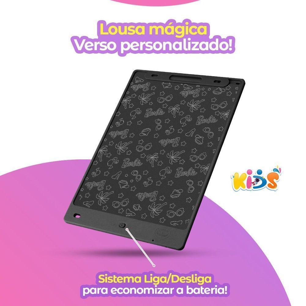Lousa Mágica Led Tablet Preta Barbie Infantil Lcd + Caneta Educativa Presente Menina - 4