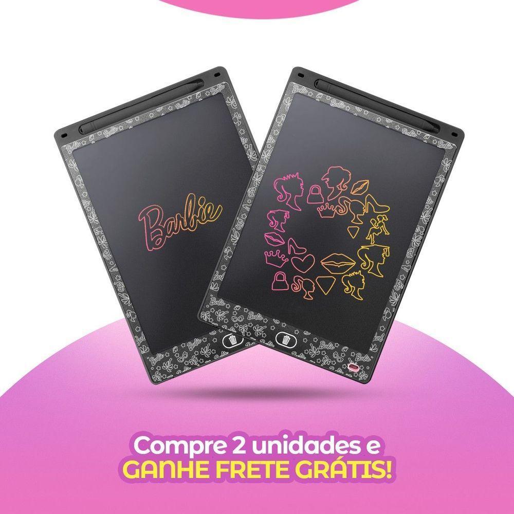 Lousa Mágica Led Tablet Preta Barbie Infantil Lcd + Caneta Educativa Presente Menina - 5