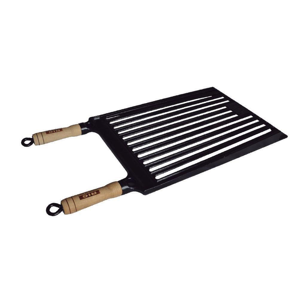 Grelha Parrilha Argentina Ferro Fundido Cabo Madeira 30X55Cm - 1