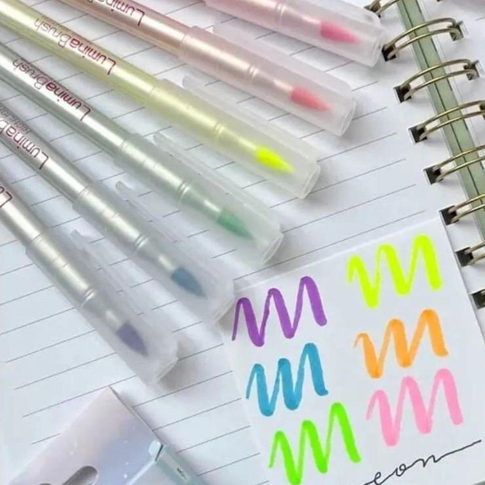 Marca Texto Lumina Brush Highlighter - Neon - 6 Un - Newpen - 6