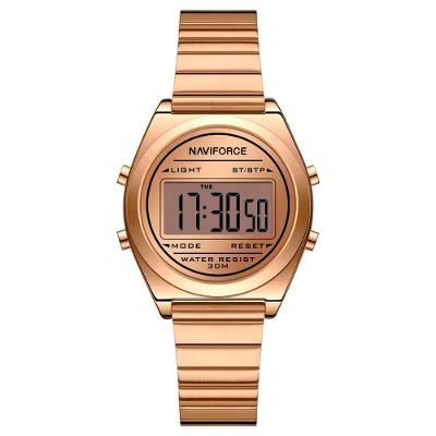 Relógio Digital Feminino Com Pulseira De Aço Inoxidável De Quartzo Elegante Rose