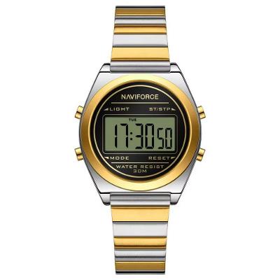 Relógio Digital Feminino Com Pulseira De Aço Inoxidável De Quartzo Elegante Prata Dourado