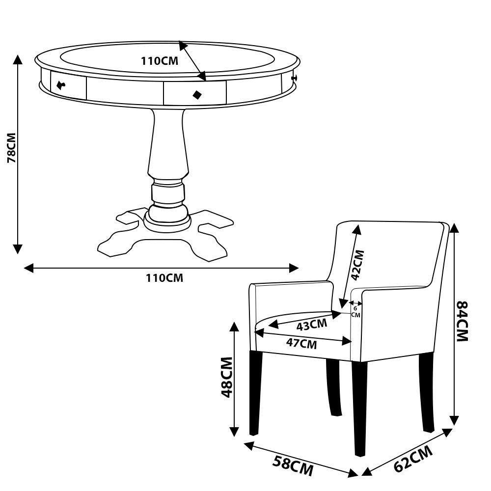 Mesa de Jogos Victoria Redonda Tampo Reversível 4 Cadeiras - 2
