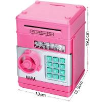 Mini Cofre Digital Senha 4 Dígitos Notas E Moedas Rosa