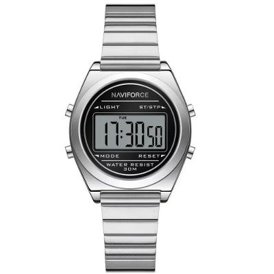 Relógio Digital Feminino Com Pulseira De Aço Inoxidável De Quartzo Elegante Prata Preto