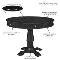 Mesa De Jogos Redonda Victoria Tampo Reversível 4 Cadeiras - 4