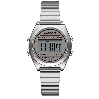 Relógio Digital Feminino Com Pulseira De Aço Inoxidável De Quartzo Elegante Prata