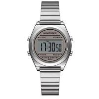 Relógio Digital Feminino Com Pulseira De Aço Inoxidável De Quartzo Elegante Prata - 1