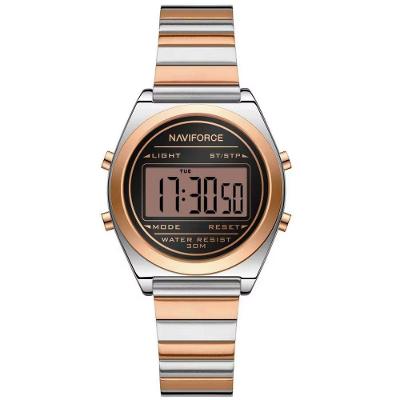 Relógio Digital Feminino Com Pulseira De Aço Inoxidável De Quartzo Elegante Prata Rose