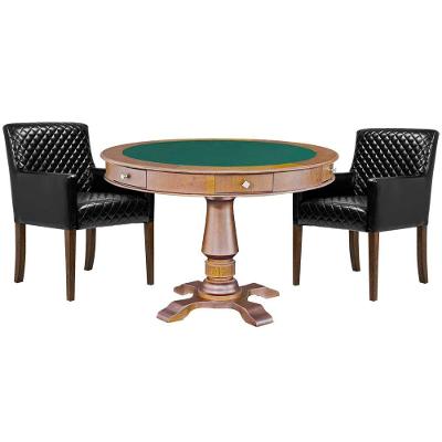 Mesa de Jogos Victoria Redonda Tampo Reversível 2 Cadeiras