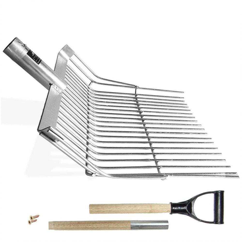 Garfo Forcado Pequeno Em Aço Galvanizado 16 Dentes Com Cabo - 2