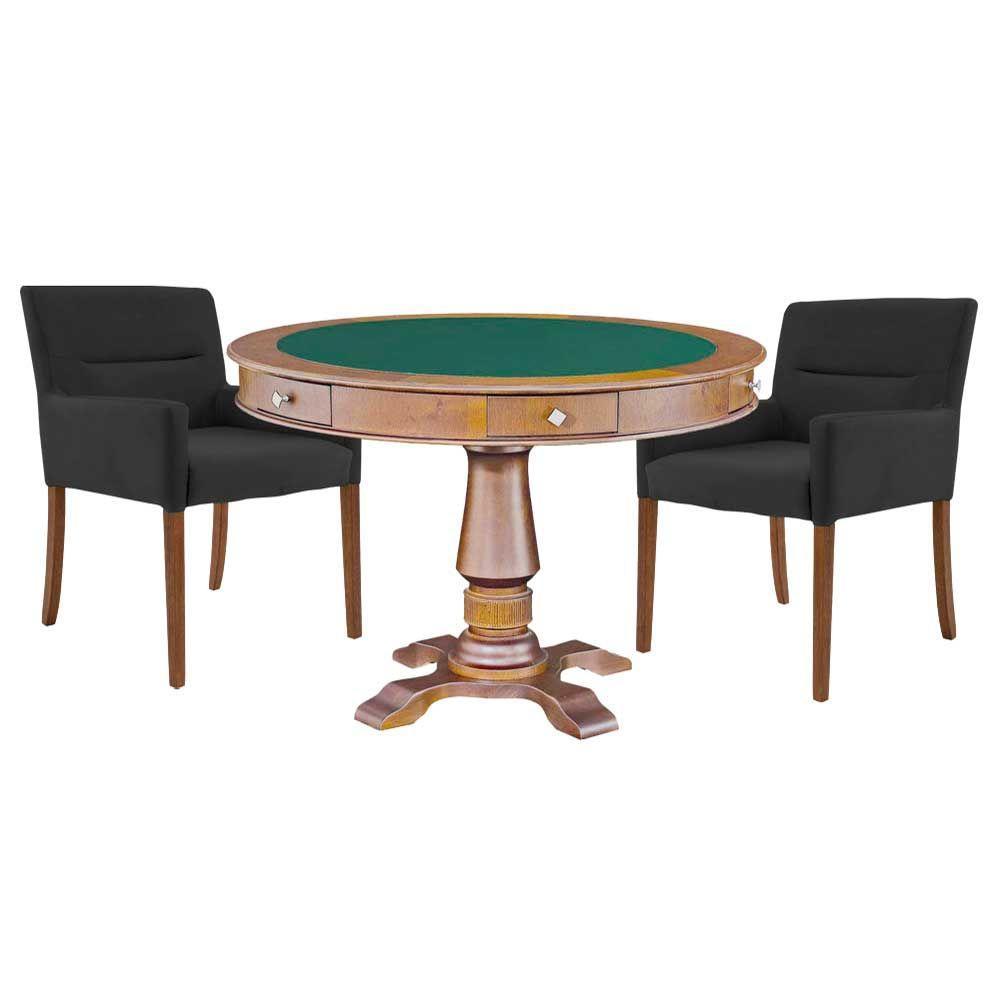 Mesa de Carteado Victoria Amêndoa 2 Cadeiras Preto Gran Belo - 1