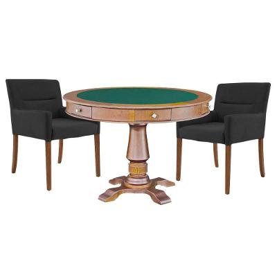 Mesa de Carteado Victoria Amêndoa 2 Cadeiras Preto Gran Belo