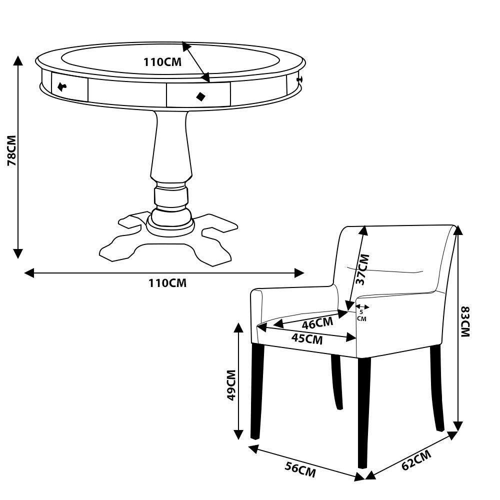 Mesa de Jogos Victoria Redonda Tampo Reversível 4 Cadeiras - 4