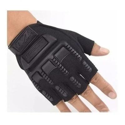 Luva Tática Meio Dedo Preta Paintball Bicicleta Militar