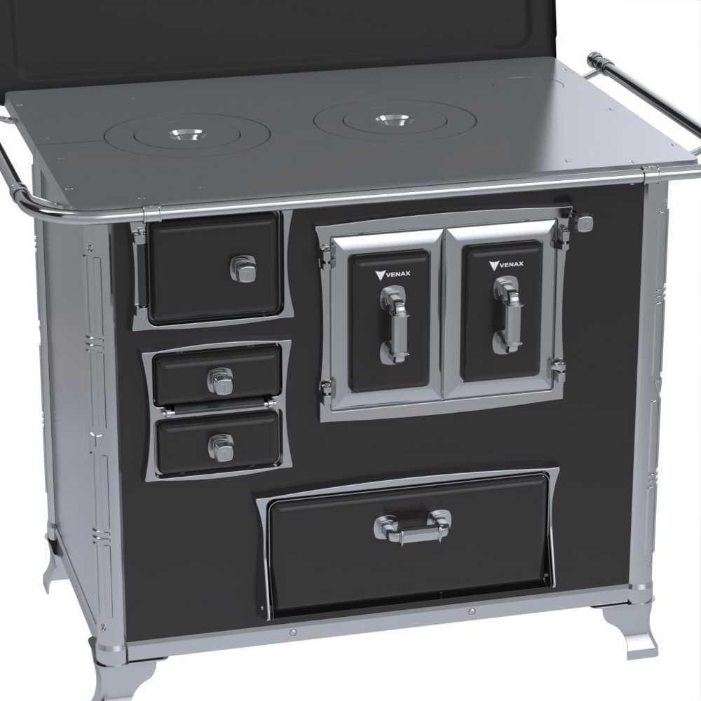 Fogão A Lenha N° 02 Sec Xviii Gii Preto Gab. Chapa Ferro Fundido Saída Direita C/ Tampa - Venax - 3