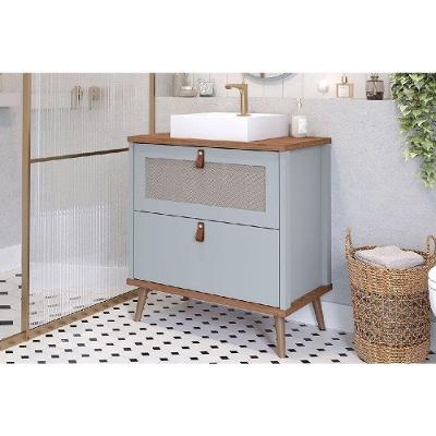 Gabinete De Banheiro Balcão Vêneto 1 Porta E 1 Gaveta C-cuba 60cm Pistache-freijo - Mgm