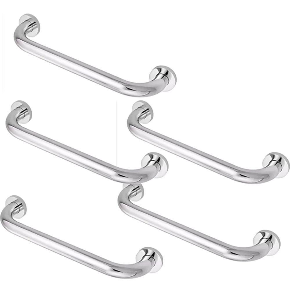 Kit 5 Barras Alça De Apoio Banheiro Inox 40cm - 5