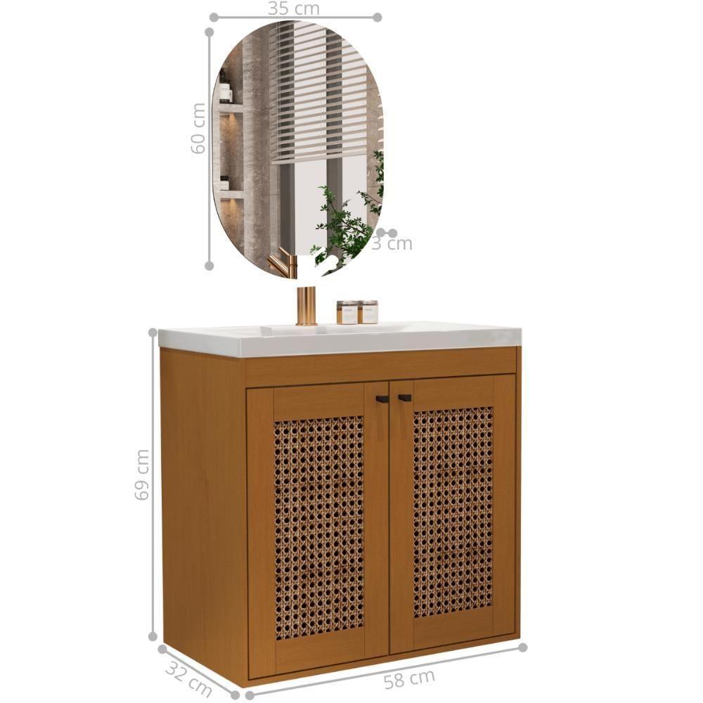 Kit Banheiro Hermes Cedro Rattan - 2