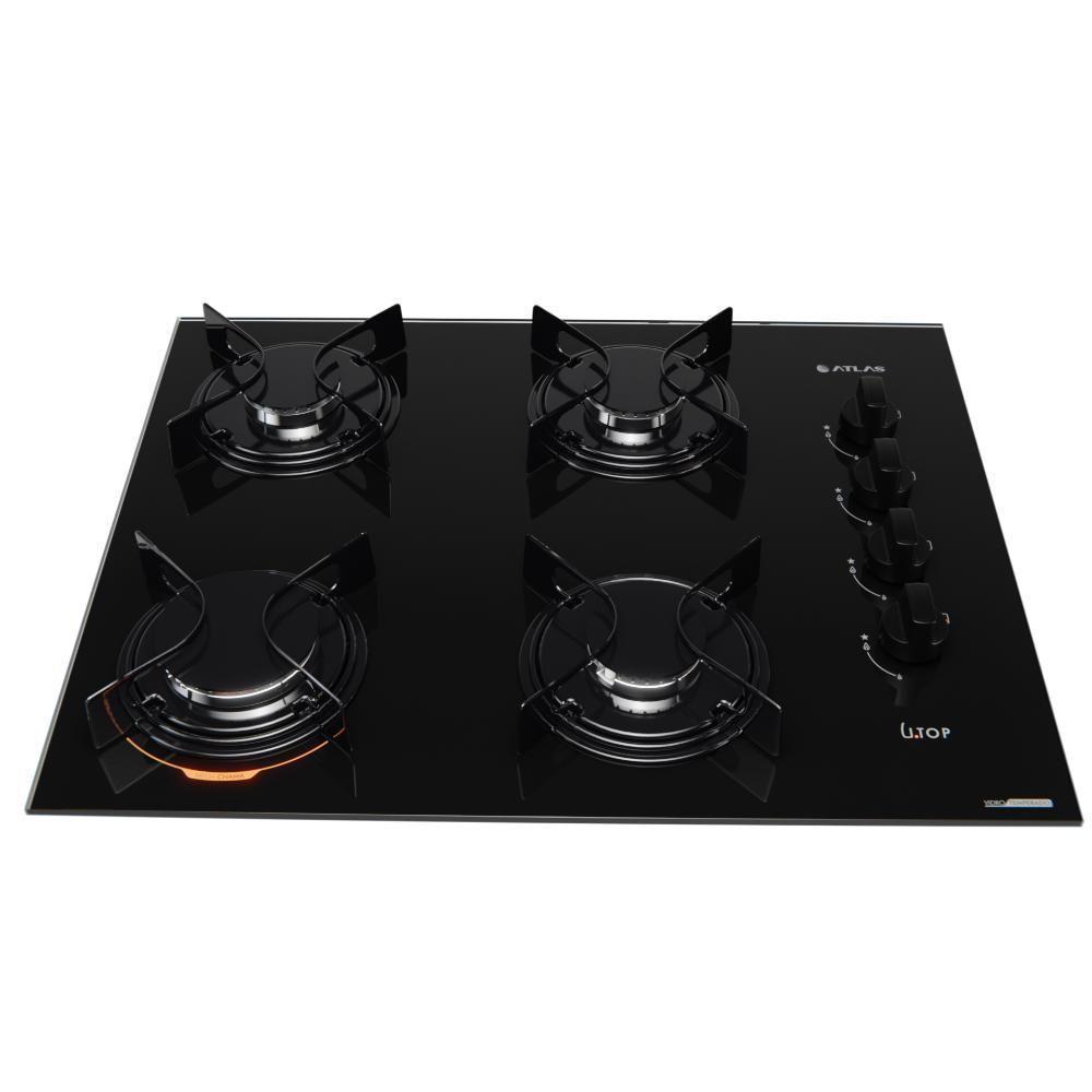 Cooktop 4 Bocas Preto Com Mesa De Vidro Atlas U Top Bivolt - 7