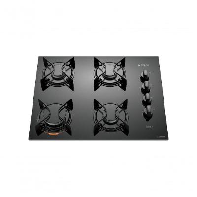 Cooktop a Gás Atlas U Top 4 Bocas Vidro Temperado com Acendimento Automático Preto Bivolt