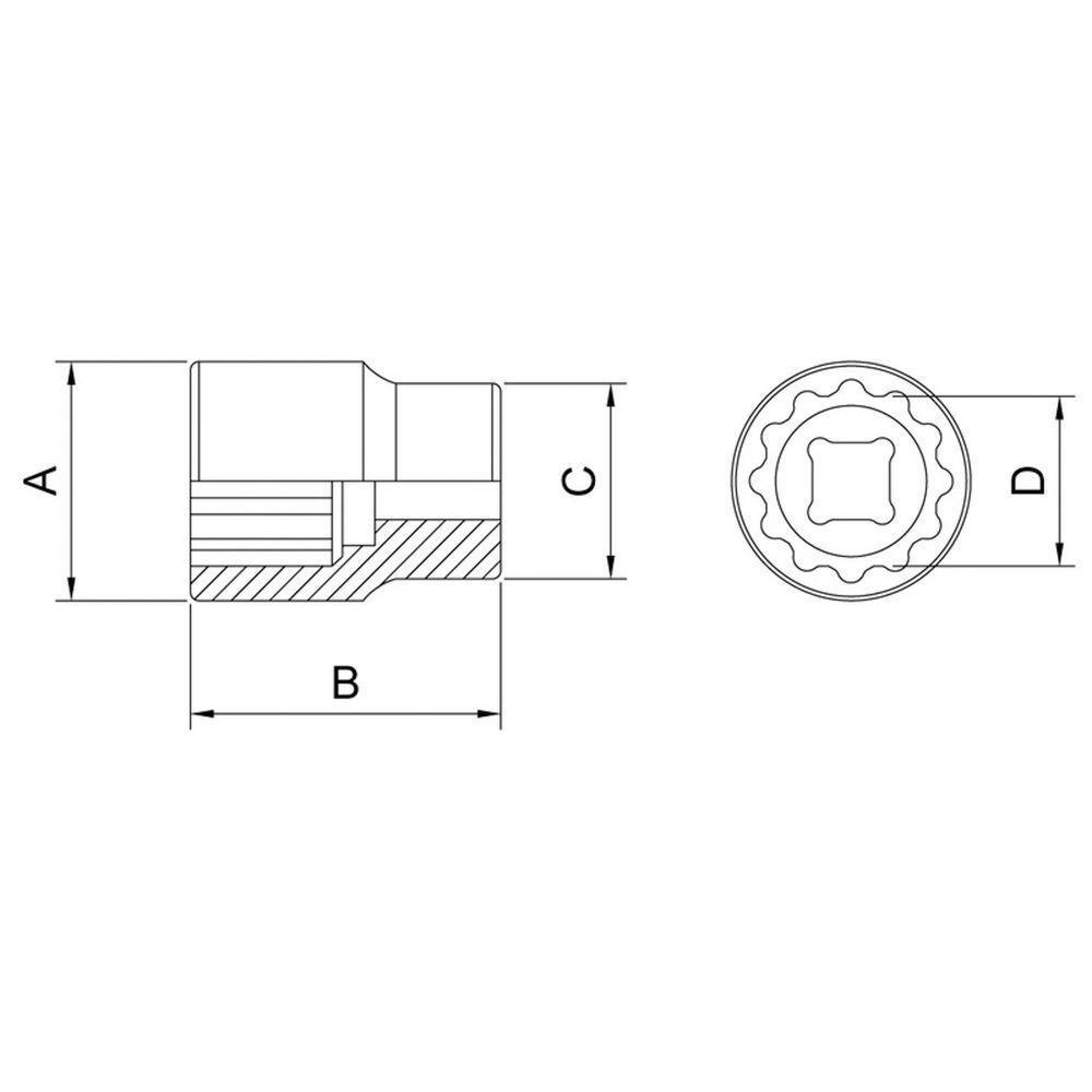 Soquete Estriado Em Aço Cromo Vanádio 19/32" - Encaixe 1/2" Tramontina Pro Tramontina - 2