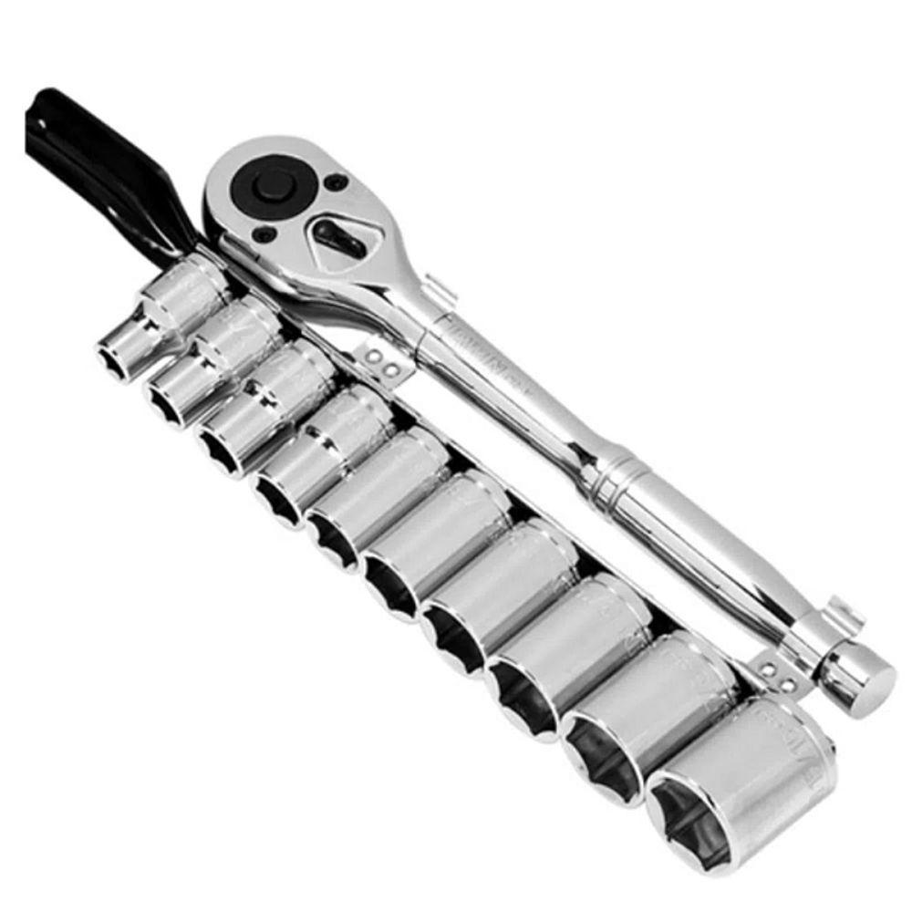 Jogo De Soquetes Sextavado 1-2 11 Peças Irwin 1884954 – Profissional, Resistente E Completo - 1