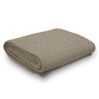 Manta Decorativa Para Sofá Tricot Golden 1,20m X 1,50m 100% Algodão Amêndoa