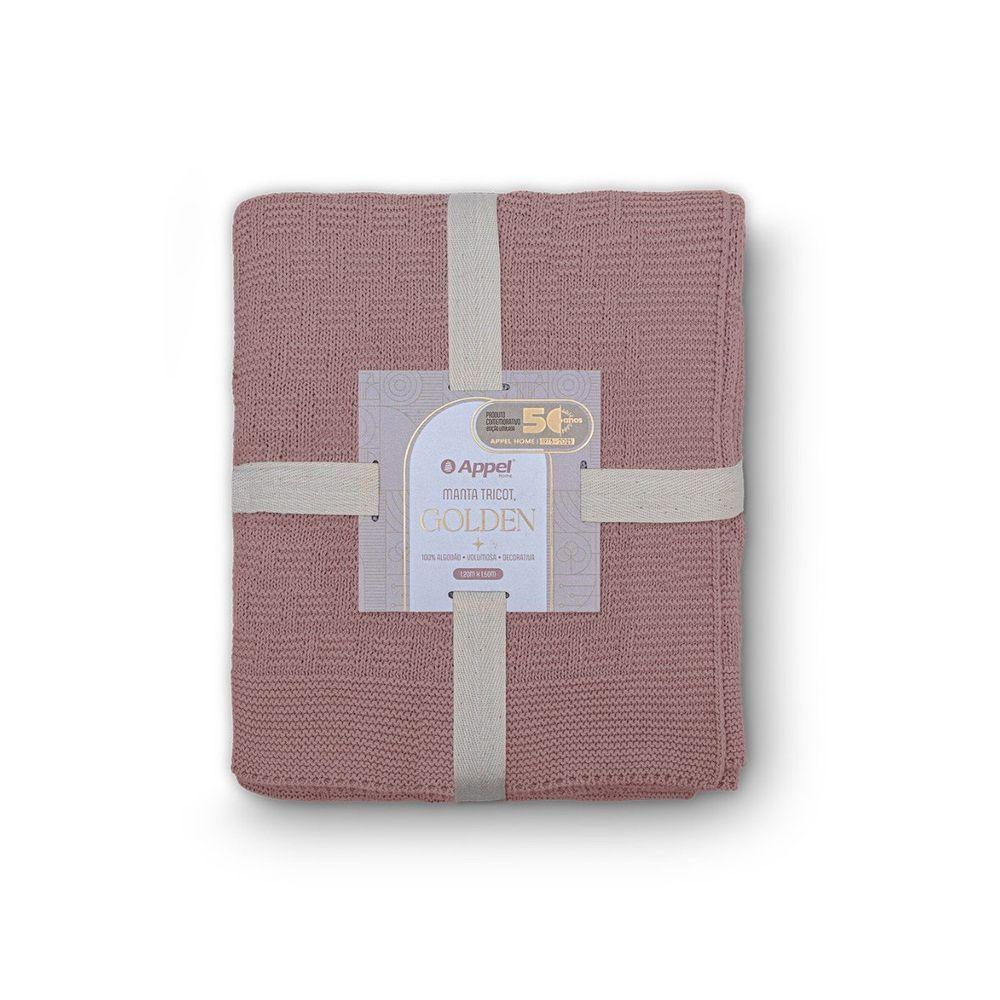 Manta Decorativa Para Sofá Tricot Golden 1,20m X 1,50m 100% Algodão Rosa Místico - 4