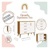 Cômoda Com Porta E Guarda Roupa Infantil 3 Portas Isis Branco Acetinado Savana - Reller - 2