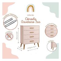 Cômoda Gaveteiro E Guarda Roupa Infantil 3 Portas Isis Rosa Acetinado - Reller - 5