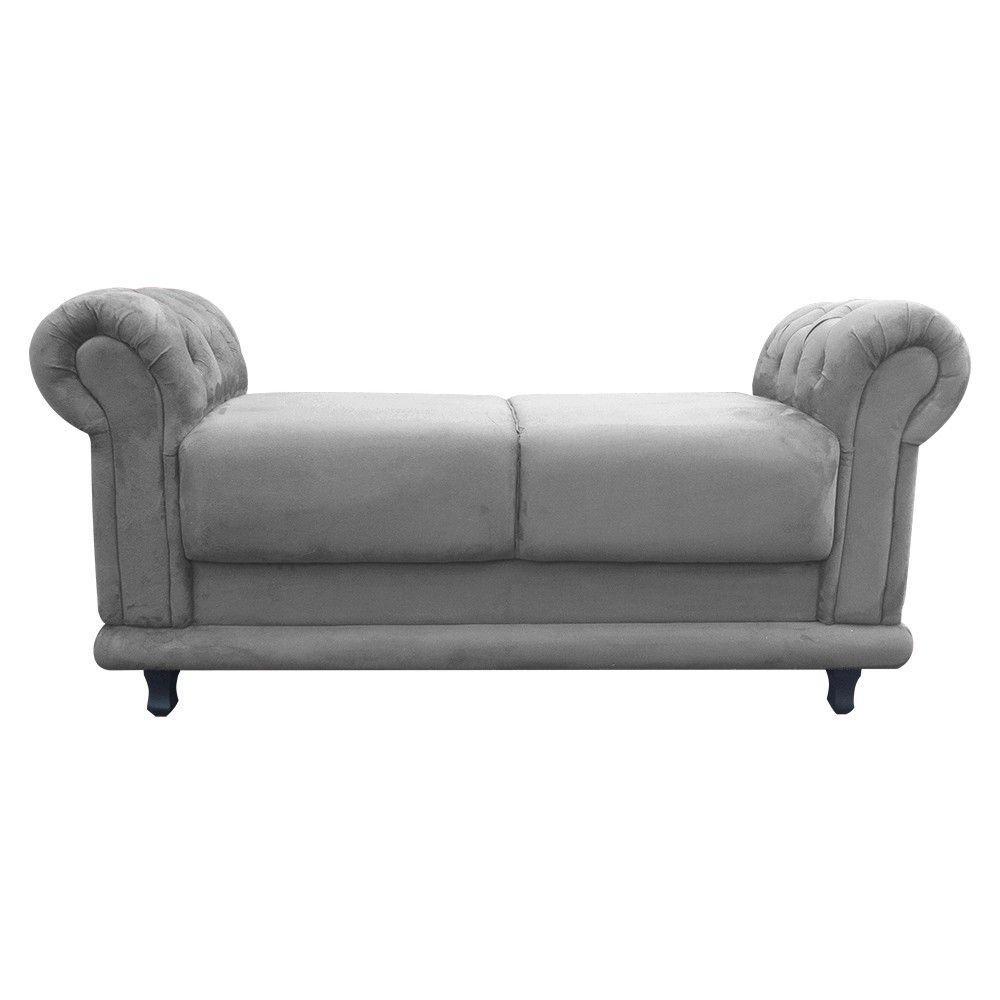 Recamier Barcelona Namoradeira Calçadeira Suede Com Strass Cinza - 6