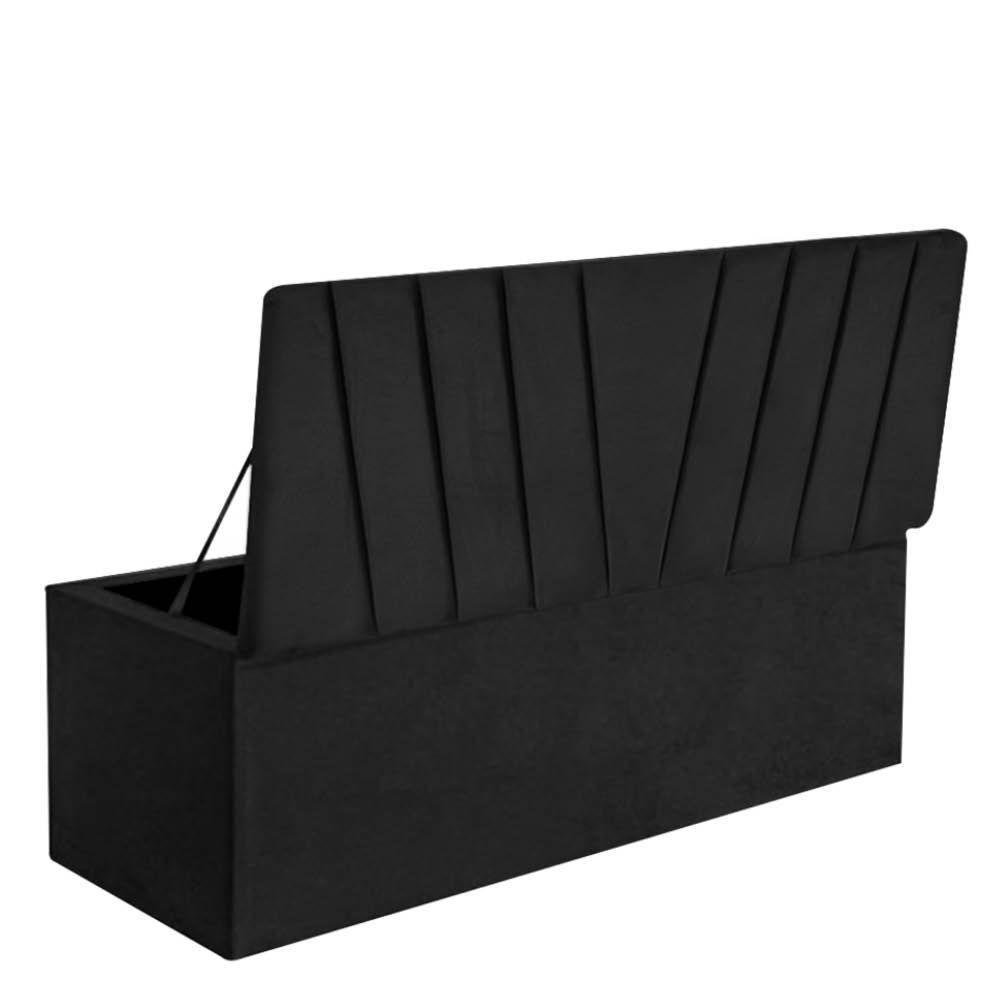 Calçadeira Baú Recamier Estofada Cama King 190cm Bélgica Suede Preto- Mabe Magazine - 3